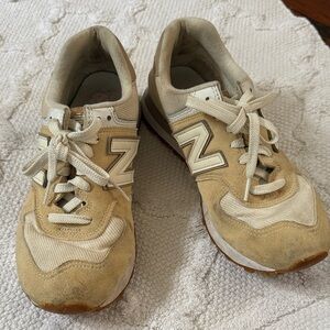 New Balance Beige and White Sneakers